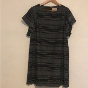 Black Mini Sheath Dress with Flutter Sleeves